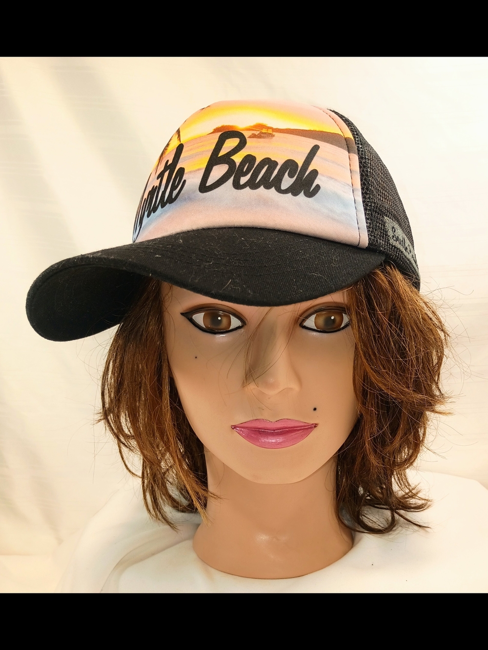 Retro Sunset Trucker Hat Black Mesh Neon Beach Y2K Style Snapback Cap Men Women